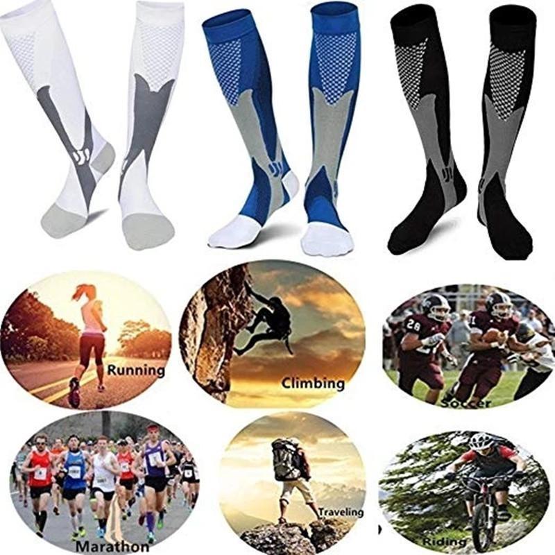 Running Men Women Compression Socks For Football Anti Fatigue Pain Relief  20-30 mmHg Black Compression Socks Fit For Sport Socks