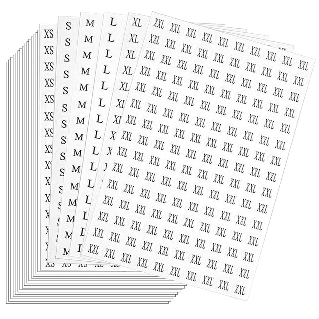 Samolepky velikostí XS SML XL XXL 6 průměr velikostí 13 celkem 30 4500 štítek s velikostmi oblečení, označení velikosti oblečení, sada pro komerční použití, kulaté, mm, archy, kusy