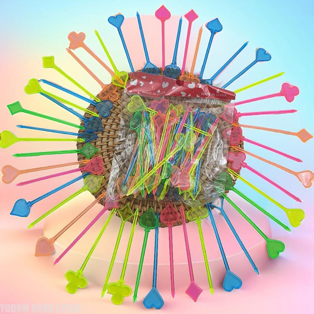 100Pcs Animal Flamingo Heart Party Supplies Food Pick Buffet Fruit Fork Snack Cake Dessert Salad Sticks Cocktail Toothpick Skewe