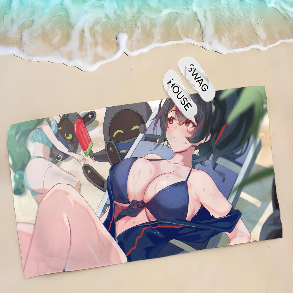 1pc Zhu Yuan Zenless Zone Zero Towel Children's Beach Towel Summer Swimming Shower Towel Bathroom Supplies