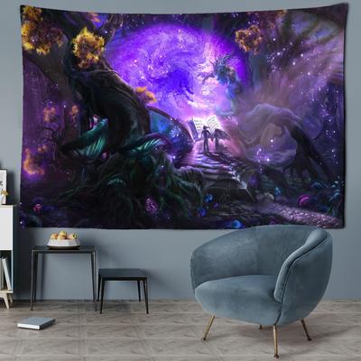 Cartoon Psychedelic Forest Tapestry Wall Hanging Bohemian Kawaii Simple Dormitory Living Room Decor Background Cloth