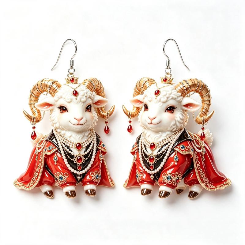 Cartoon Sheep Earrings 1 Pair 2D Flat Acrylic Animal Jewelry Hypoallergenic for Animal Lovers Party Wear Perfect Gift