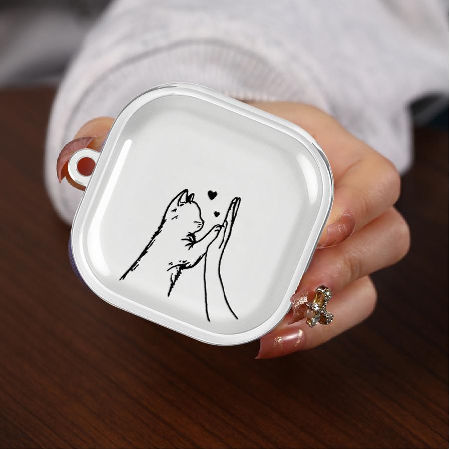 Cute Cat Dog Case For Samsung Galaxy Buds 4Pro 2 4 Pro Live 3Pro 2Pro 3 FE Clear Earphone Cases Cover With Hook