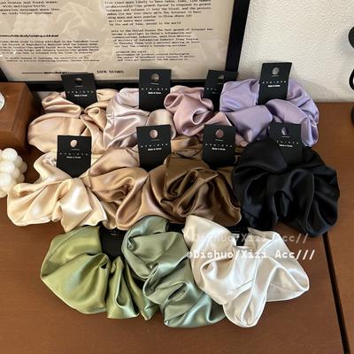 Korea Solid Color Oversized Scrunchie for Girls Silk Hair Bands Women Elastic Satin Hair Bands Gigantes Pink Scrunchies Donna
