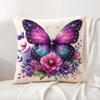 Watercolor butterflyflower Cushion Cover Natural Linen Organic Fabric DoubleSided Printing Sofa Home Decor Gift Pillow Cover