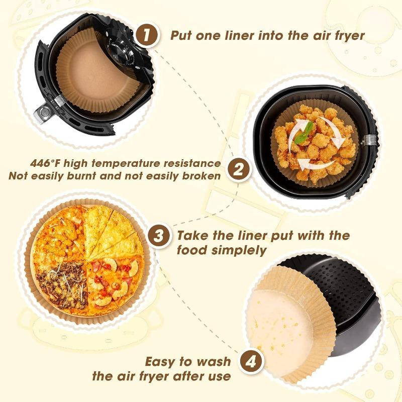 Air Fryer Paper Liners,Non-Stick Parchment Paper,Oil Resistant,Disposable Food Grade Free of Bleach Paper for  Air Fryer Baking