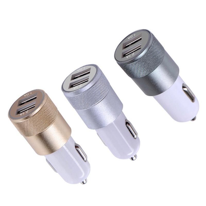 

Mini Dual USB Car Charger Aluminium Alloy 5V/2.1A Fast-charge Mobile Devices Smart Mobile Cell Phone Charger Adapter