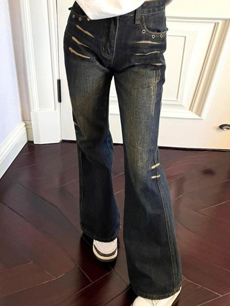 Retro Micro Flare Jeans Women High Waisted Thin Petite Fashionable Comfortable Versatile Loose Wide-legged Trousers Jeans for Women Long Denim Pants