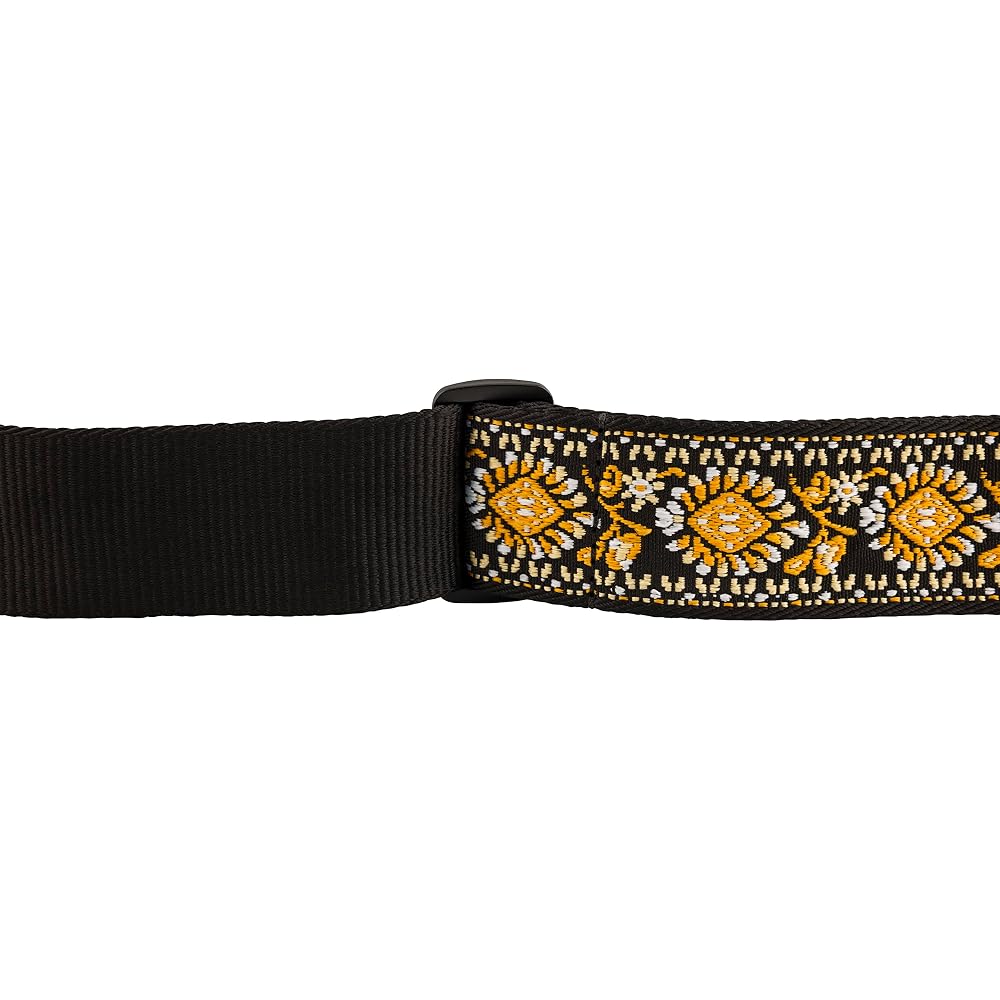 Fender Canadian Musical Instrument Strap Pasadena Woven Strap, Yellow Lotus, 2"