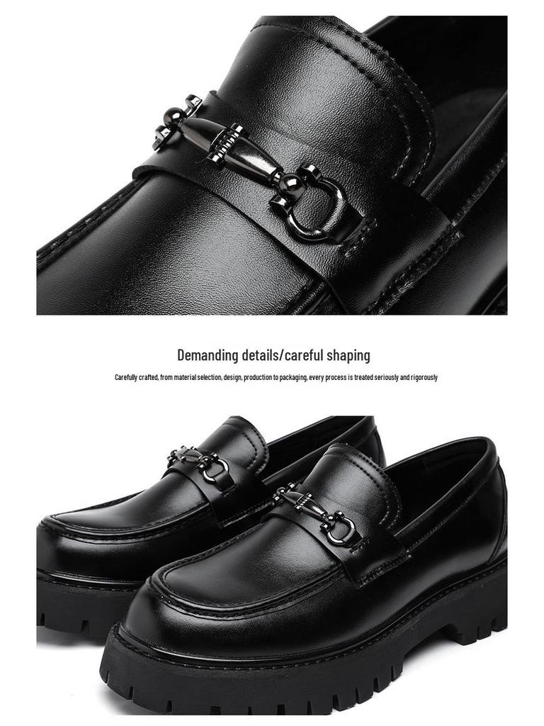 2025 Chunky Patent Leather Height-Boost Men's Loafers - Shiny, Thick-Soled, Trendy Hairstylist Shoes