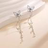 Korean Temperament Purple Butterfly Tassel Long Pendant Dangle Earrings for Women Romantic Exquisite Jewelry Accessories Gifts