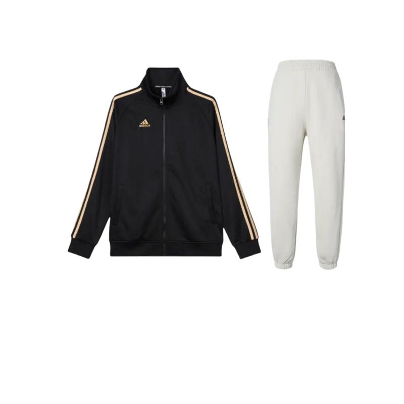 

Adidas Полосатый ретро-пиджак с воротником-стойкой и манжетами, длинные брюки, повседневный спортивный костюм, унисекс, костюм IV7602+-TR30JR-BG XL