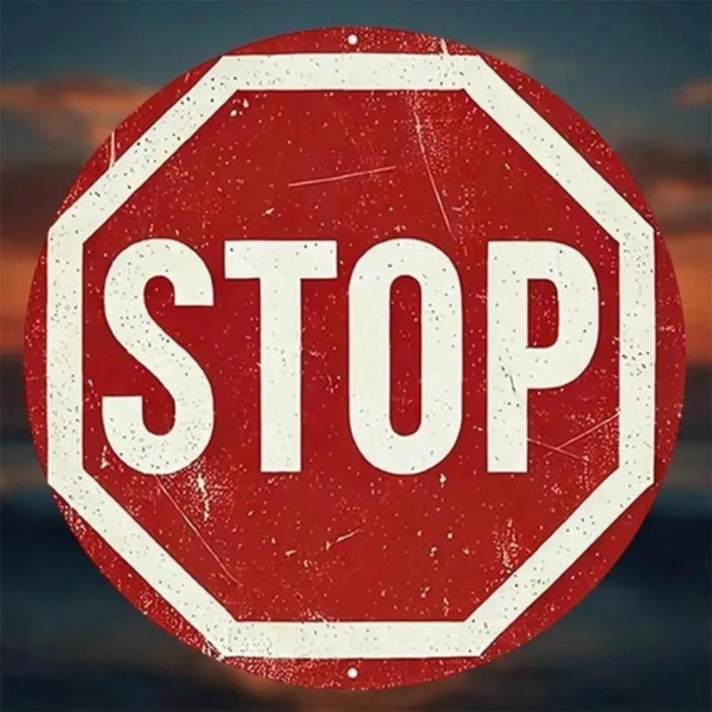 Vintage Metall Stop Schild Wanddeko Geschenk 8 Zoll Rund Retro Café Bar Kunst