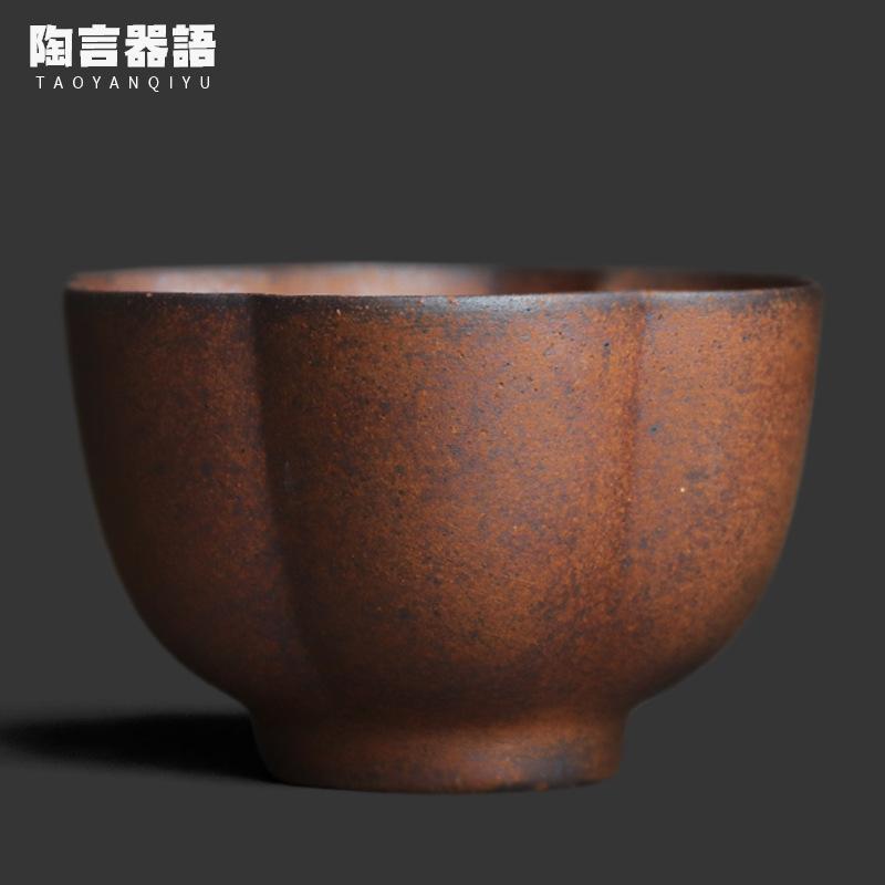 

100ml Old Rock Clay Petal-shaped Teacup Traditional Tea Bowl Cup Tea-tasting Fragrance Cup Chazhan Master Cups Teaset Crafts As Your Choose