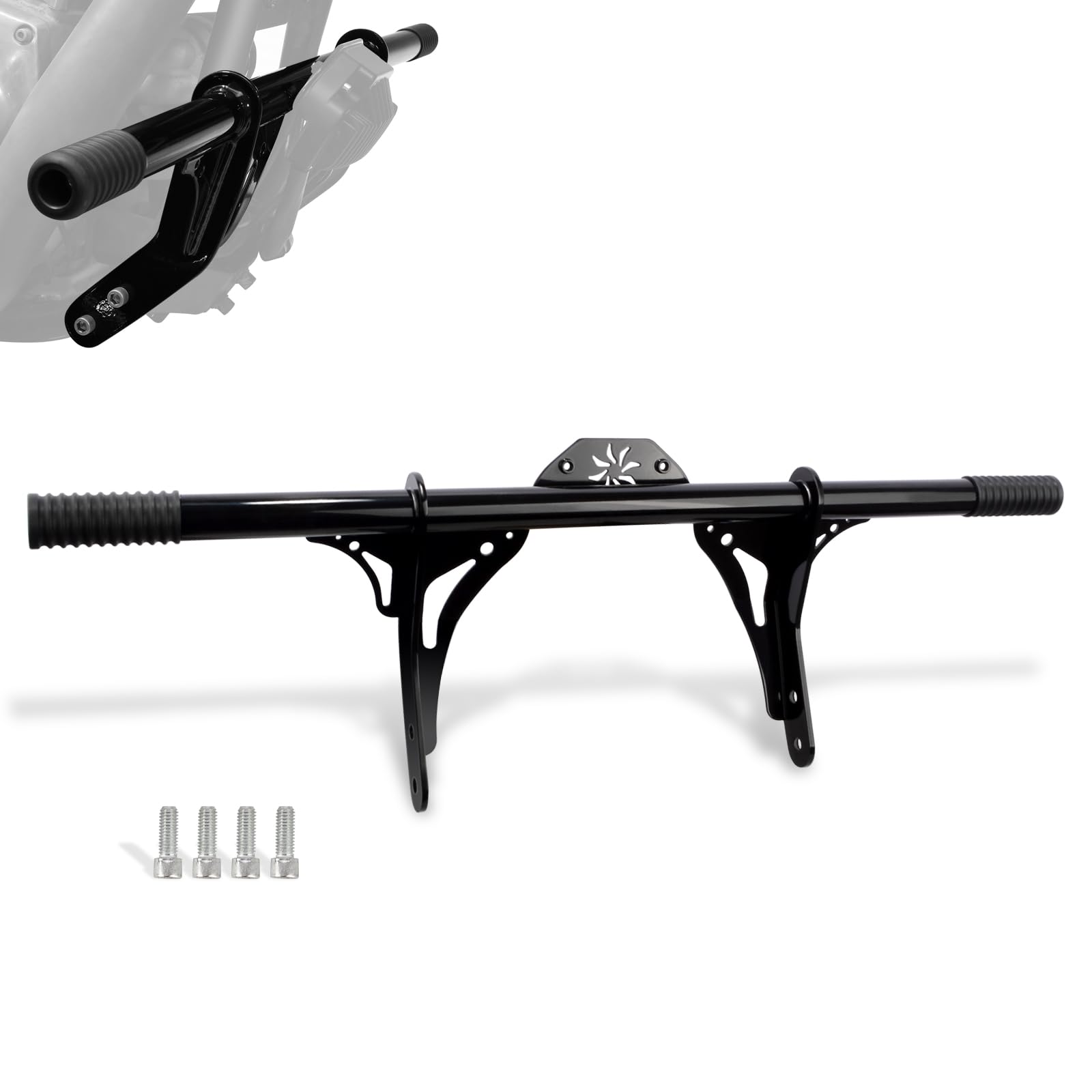 

WOWTK Подножки для шоссейных дуг, подножки для защиты двигателя для моделей Harley Dyna с мид-контролем Street Bob Fat Bob Low Rider Wide Glide Глянцево-черные дуги/шоссейные чёрный