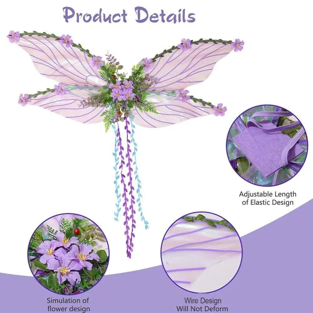 Fantasy Flowers Fairy Wing Vines Leaves Angel Wings Adult Size Fancy Dress Performance Art
