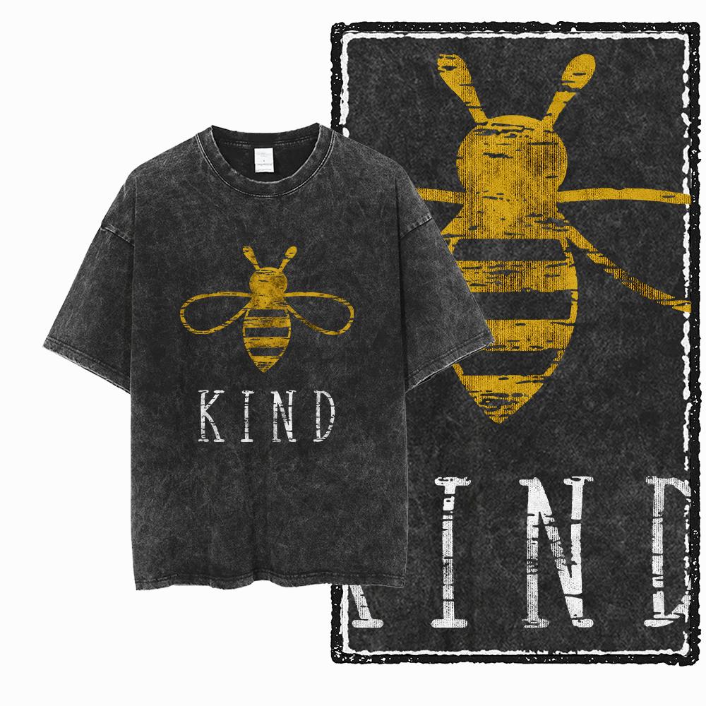 DE BEES Printed Acid Washed Cotton Exclusive Graphic Unisex T Shirt Cool Vintage Streetwear Men Tshirts Big Size Tee for men