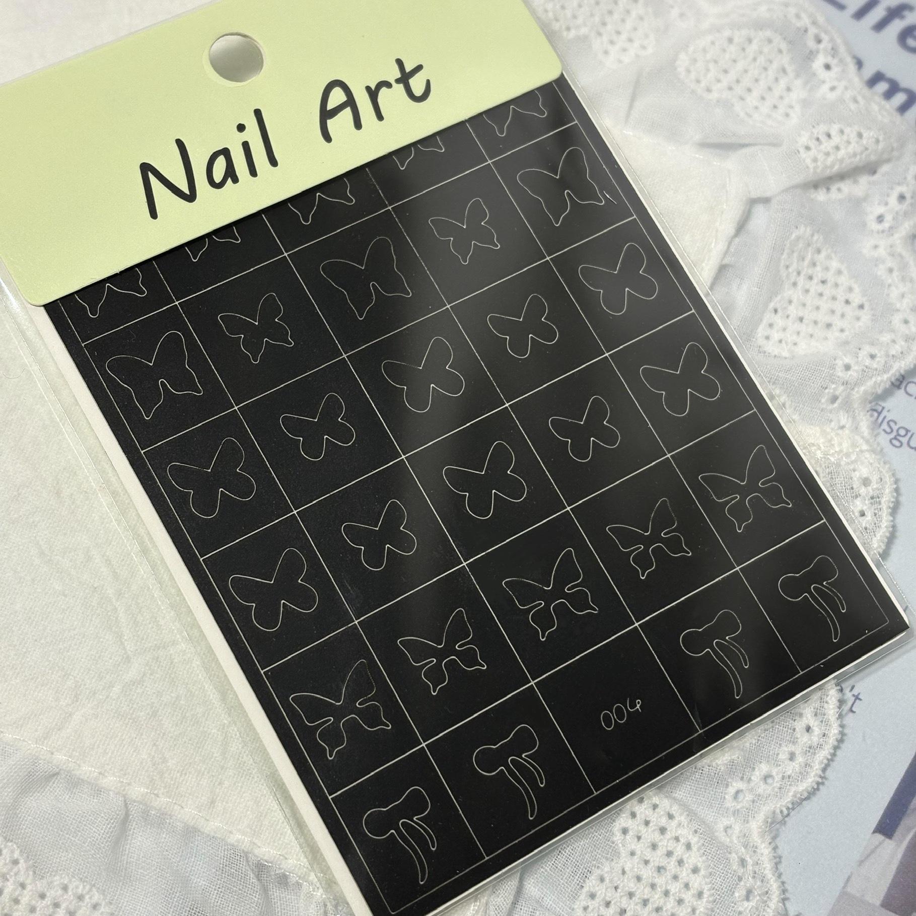 

Nail Art Dual-Use Stencils: Butterflies & Bows for Spray Painting & Marbling.