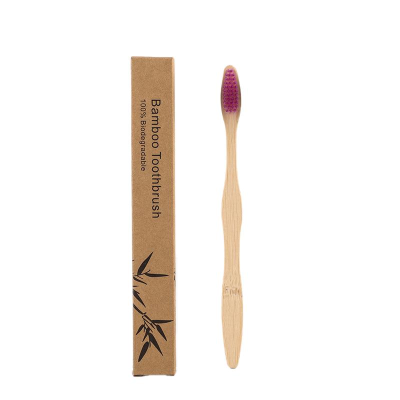 Stock and Custom Natural Kraft Box Biodegradable Bamboo Charcoal Bristle Adult Bamboo Toothbrush