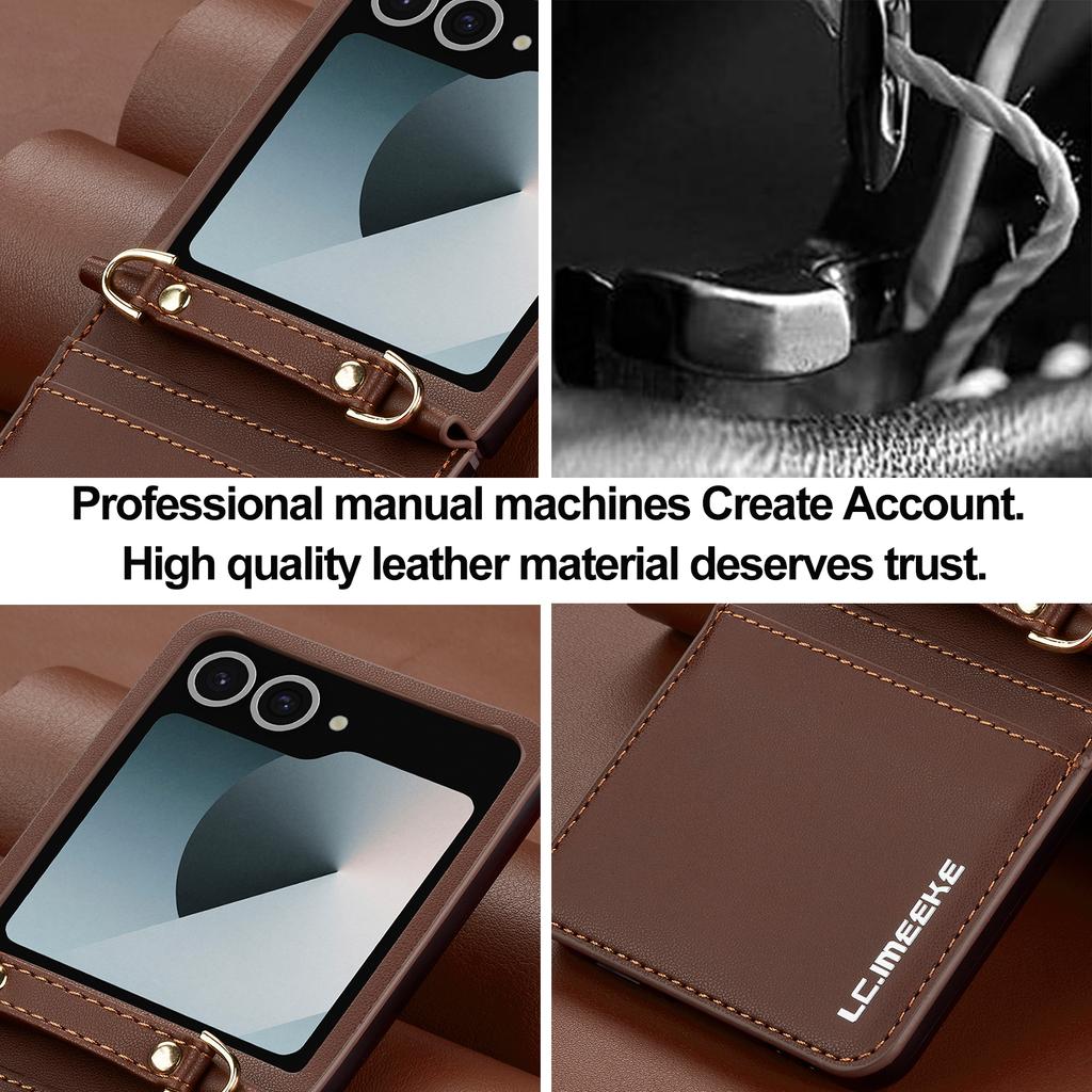 Crossbody Kartenfach Portemonnaie Leder Handyhülle für Samsung Galaxy Z Flip 8 7 6 5 4 3 5G Flip7 FE Flip8 Armband Lanyard Hülle