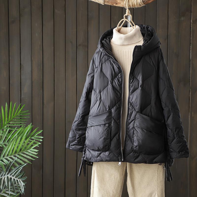 

Женская куртка-пуховик большого размера, короткое пальто, свободная теплая осенне-зимняя повседневная верхняя одежда L чёрный