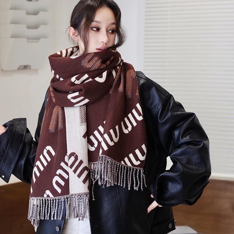 65 * 200cm Herbst Und Winter Neu Damen Einfarbig Vielseitig Schlicht Quaste Imitat Kaschmir Doppelseitiger Schal Warmer Schal Atmosphäre Schal