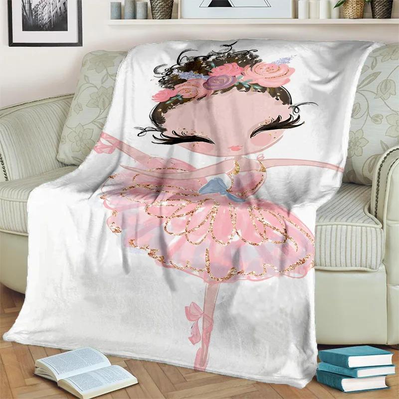 Süßes Ballettmädchen, Ballerina, Fee, Schwan, Einhorn, Cartoon, 3D-Decke, weiche Überwurfdecke für Zuhause, Schlafzimmer, Bett, Sofa, Picknick, Reisen, Kinder