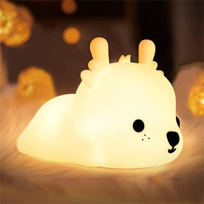 Silikon süße Hirsch LED Nachtlicht 7 Farben Typ C wiederaufladbare mehrfarbige Schreibtischlampe für Babys Kinder