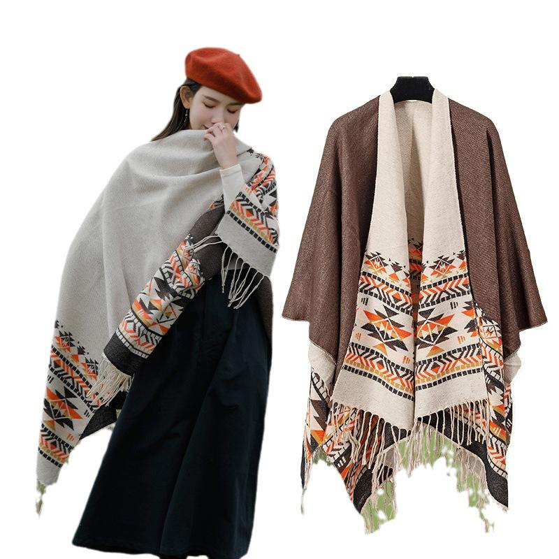 Women's Ethnic Shawl: Northwest Travel Cape, Thick Warm Scarf Cloak