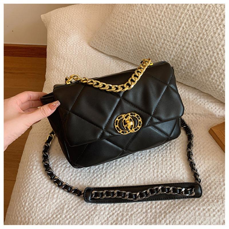 Rhombus Embroidery Thread Small Bag Women's New Fashion Versatile Chain Messenger Bag Exquisite Mini Square Bag