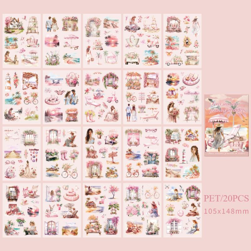 20Sheets/pack PET Decor Stickers Diary Girl Scrapbooking Material Decor Album Stationery Sticker