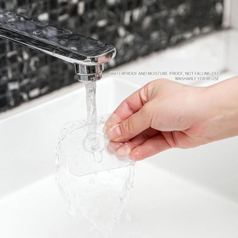 10Pcs  White Adhesive Hooks Without Tool Installation Functional Bathroom Kitchen Organizers for Small Space Livings