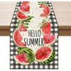 XCHI Hello Summer Black and White Buffalo Plaid Watermelons Table Runner Decoration for Home Kitchen Holiday Party Farmhouse 13x72 Inch