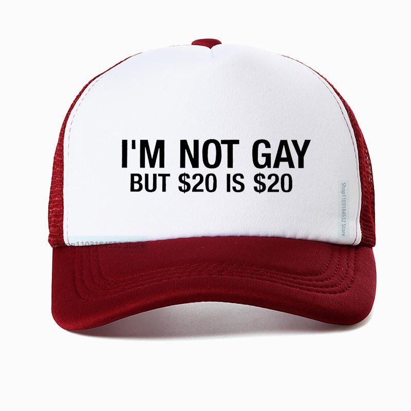 I'M Not Gay But 20 Is 20 Funny Baseball Cap Unisex Fashion Adjustable Hip Hop Summer Mesh Breathable Snapback Hat