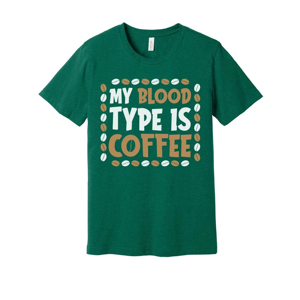 Mein Bluttyp ist Kaffee Unisex T-Shirt Design Mit Kaffeebohnen-Randgrafik Ac