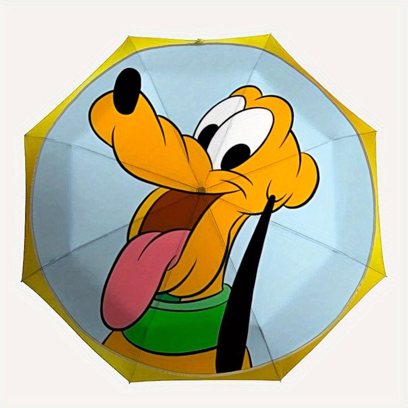 

1pc Pluto Automatic Folding Umbrella: Compact 8-rib Design Cartoon Travel Companion for Outdoor, Casual Accessory