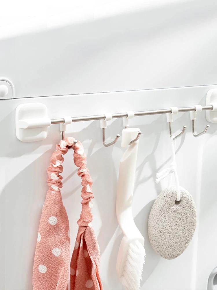 Kitchen Hook Rack Punch-Free Storage Wall Hanging Rod Magnetic Holder Kitchenware Supplies Rack Row Hook-Type Storage Rack