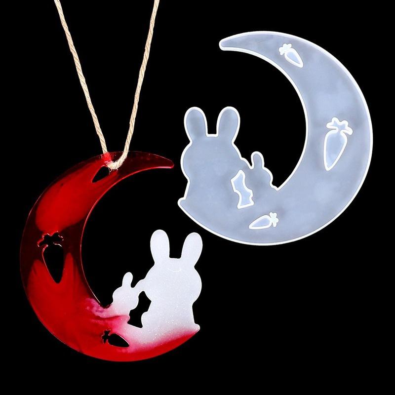 Crystal Drop Gel Moon Mold Diy Rabbit Dolphin Hippocampal Deer Cat Moon Pendant Silicone Mirror Mold