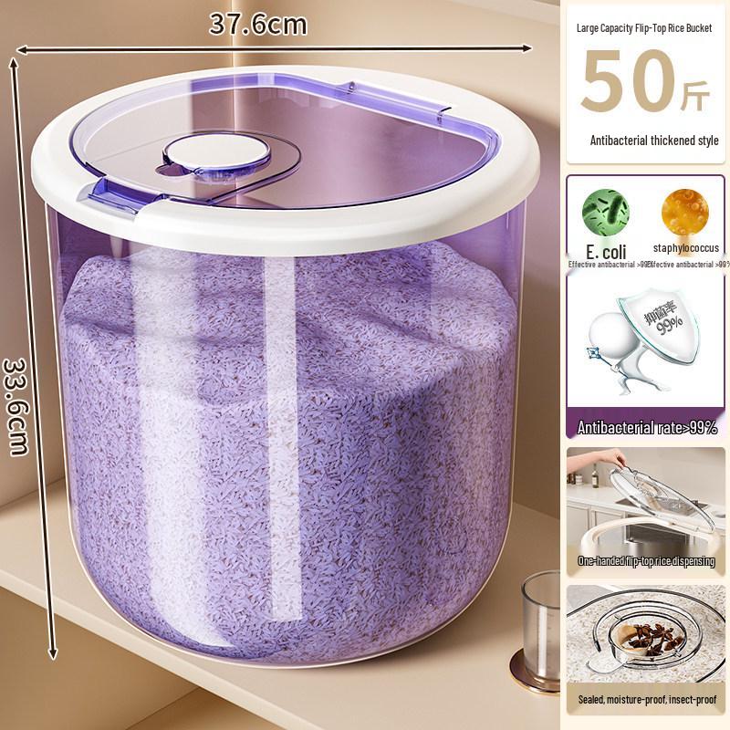 Rotatable Household Rice and Grain Storage Box: Insect & Moisture-Proof, Sealed, Compartmented Bucket