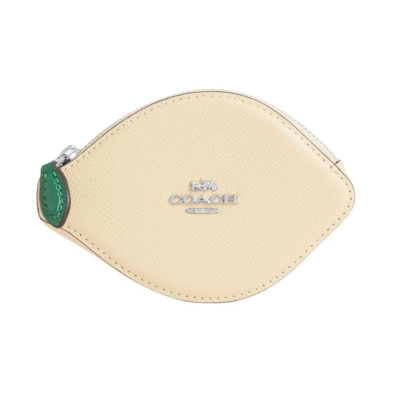 COACH 13 brand letter logo lemon shape leather coin purse regular women s yellow yellow жёлтый