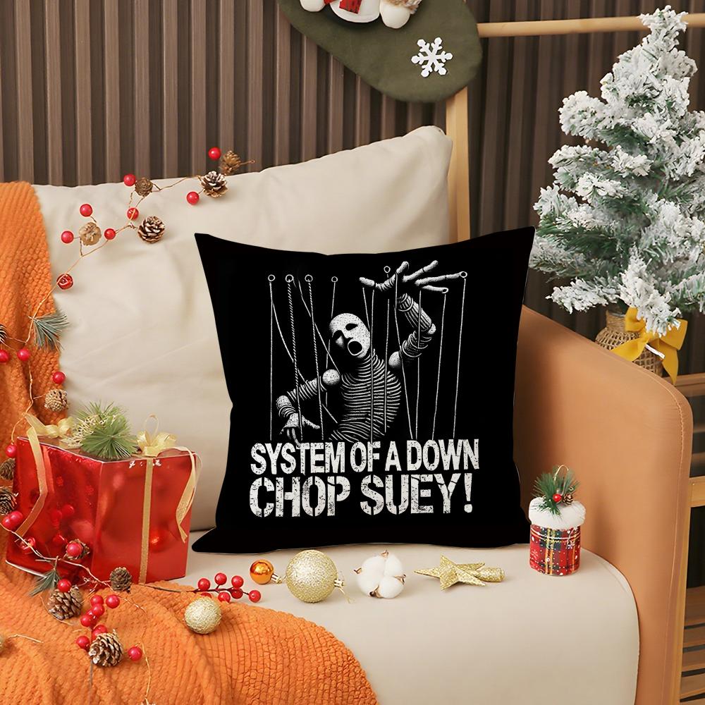 Hot Rock Band S-System Of A Down Pillow Case Anti-dustmite Pillow Invisible zipper silky short plush Sofa cushion cover