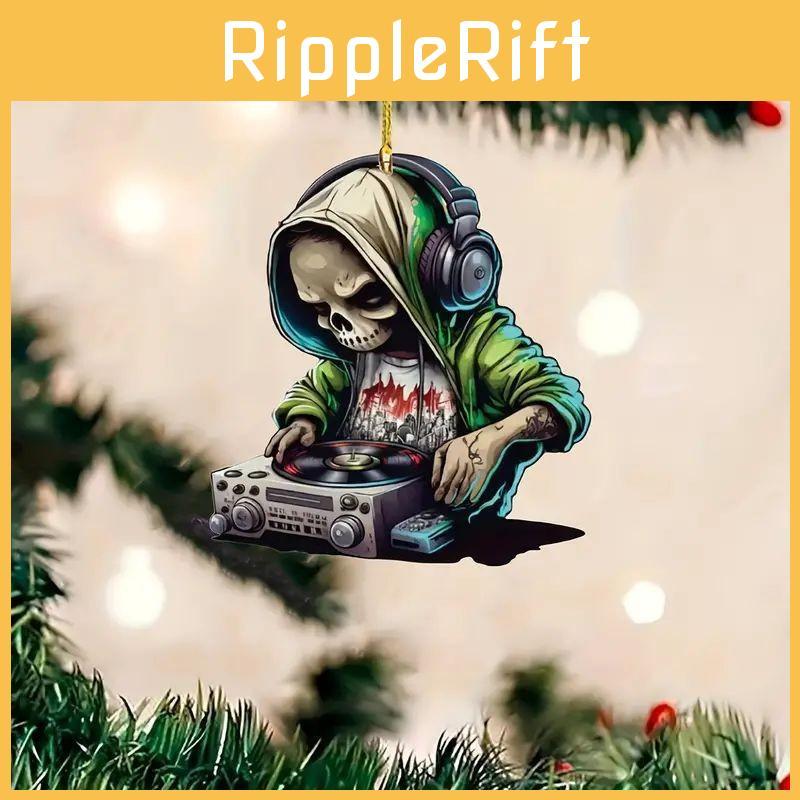 Disc Halloween Skeleton Pattern Acrylic Pendant For Vehicles Decor Interior