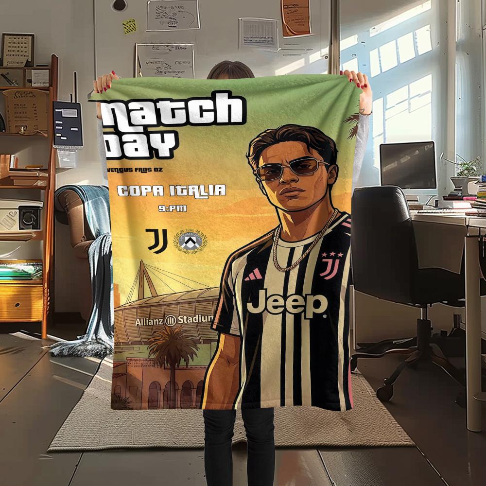 Juventus Team Print FlAannel Blanket, High Quality Comfortable for All Seasons, Home Decor, Warmth and Comfort