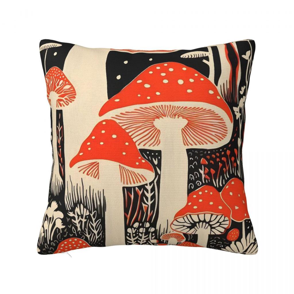 Psychedelic Mushroom Frogs Pillowcase Polyester Cushion Cover Gift Throw Pillow Case Cover Chair Zippered 45X45cm