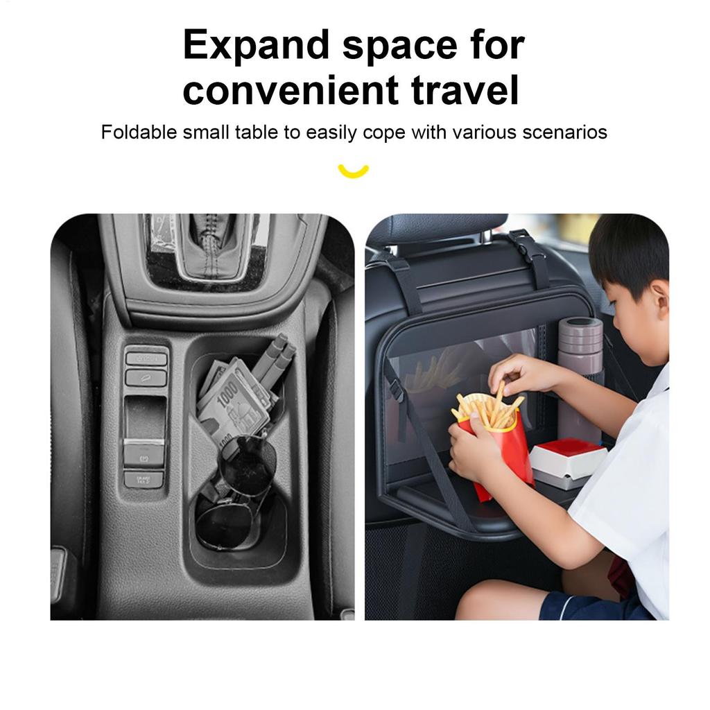 Car Seat Tray Foldable Rear Desk Storage Laptop Holder Car Table for Kids for Toddler Airplane Camping Long Ride Snack Time