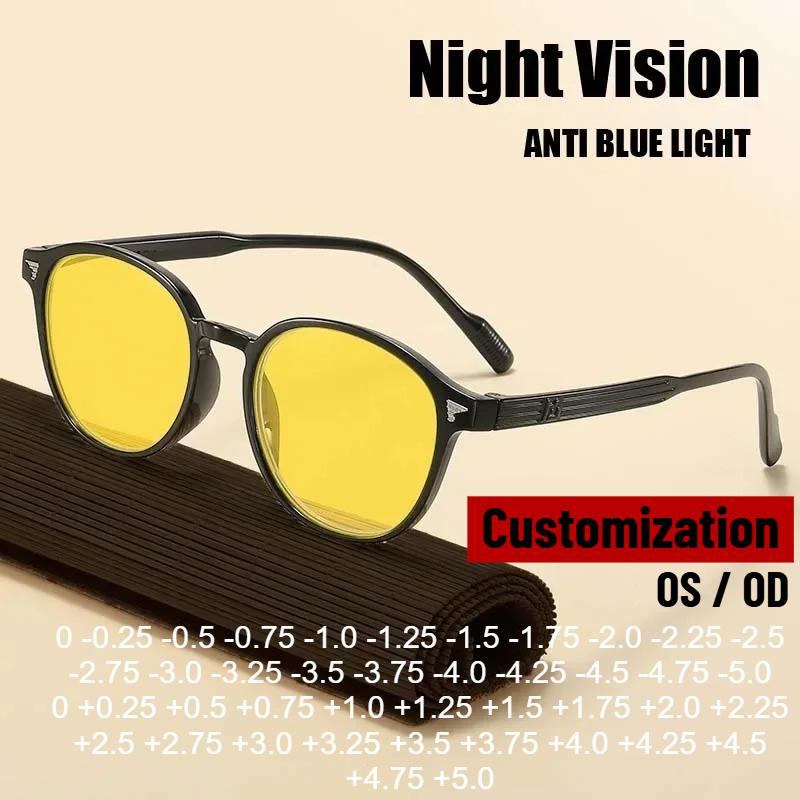 Customization Round Frame Night Vision Glasses for Men Women Ultralight Blue Light Blocking Eye Protection Eyewear for Driving