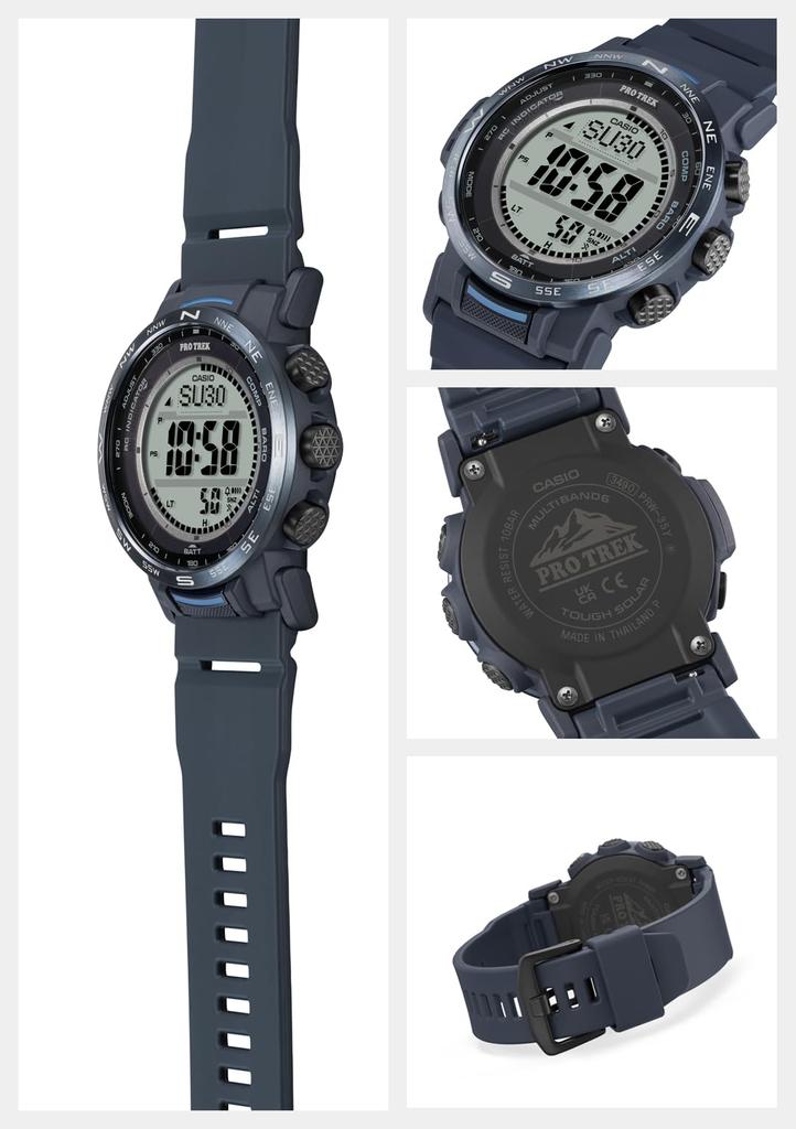 Casio Pro Trek Watch [Official Japanese Product] Radio-Controlled Solar Watch Made with Biomass Plastic PRW-35Y-2JF Men's Navy