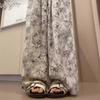 Women's Summer High Waisted Drooping Ink Wash Tie Dye New Chinese Zen Style Pants Casual Floor Mopping Sun Protection Pants Ice Silk Wide Leg Pants
