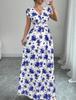 Dresses Spring And Summer Explosion V-neck Print Waist Dresses