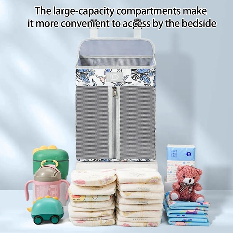Noční stolky pro miminka Vícekomorové organizéry Se zapínací přihrádkou na pleny Omyvatelná oxfordská tkanina Závěsné řešení pro ukládání